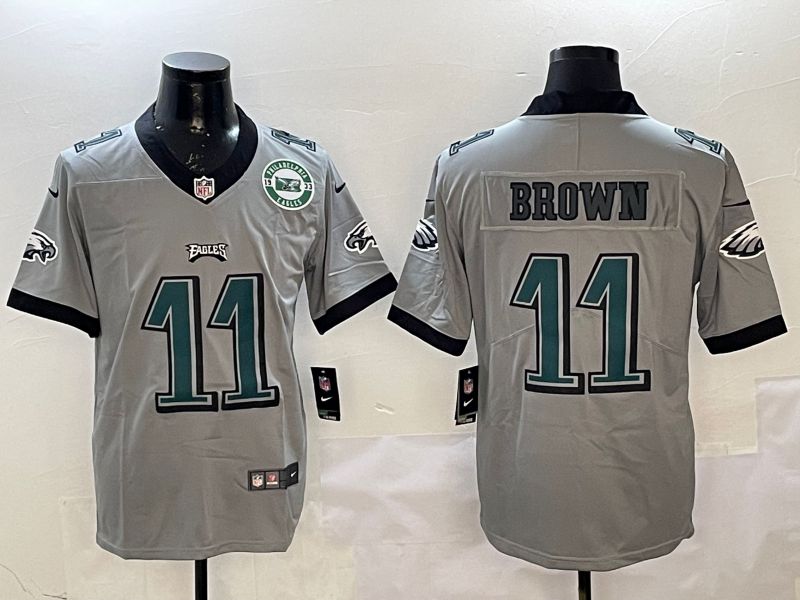Men Philadelphia Eagles #11 Brown Grey 2025 Nike Vapor Limited NFL Jersey style 2122